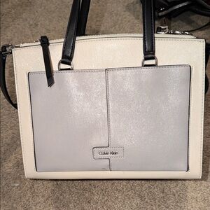 Calvin Klein Women's Cream and Gray Satchel